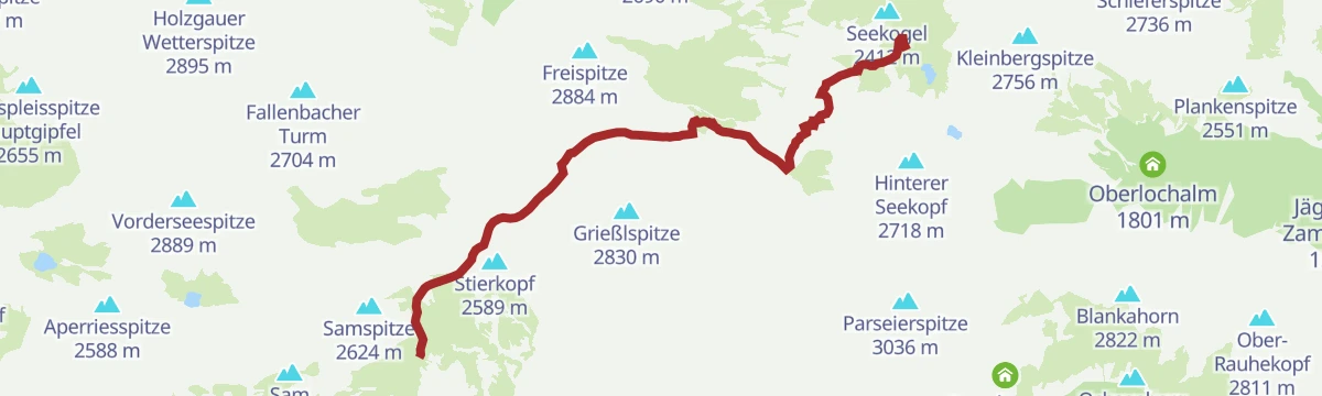 Route map: Ansbacher Hütte - Memminger Hütte